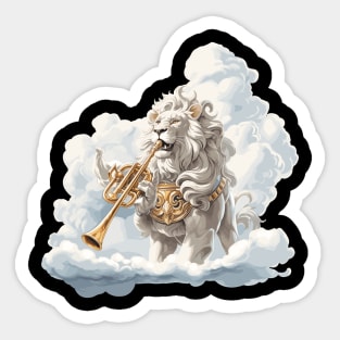 Lion With A Trumpet In the Clouds Sticker